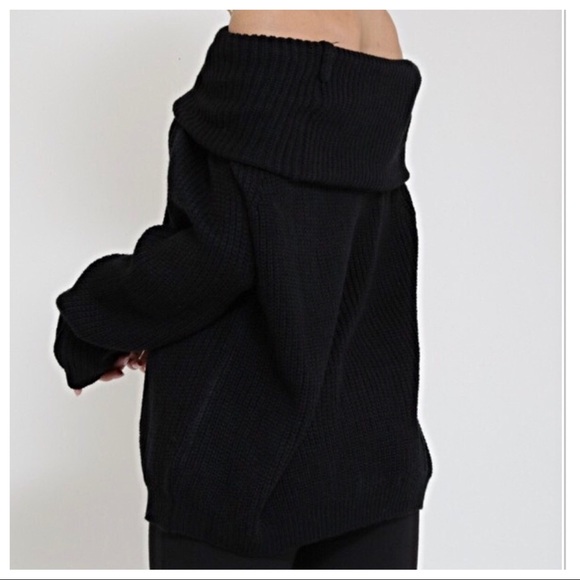 ✨LAST ONE✨Black off shoulder cowl neck sweater - Picture 2 of 2